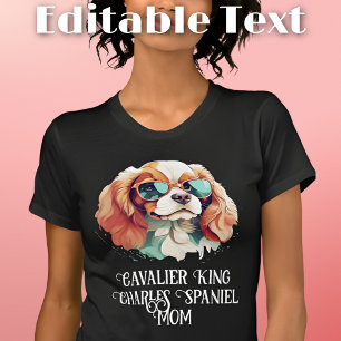 T-shirt Cavalier King Charles Spaniel Chien Maman Lunettes