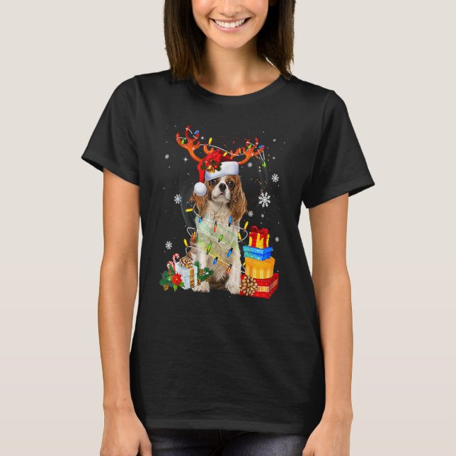 T-shirt Cavalier King Charles Spaniel Christmas Reindeer S (Devant)