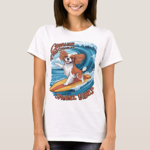 T-shirt Cavalier King Charles Spaniel Shreds Wave Surfing