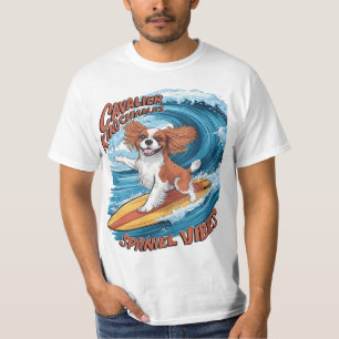 T-shirt Cavalier King Charles Spaniel Shreds Wave Surfing
