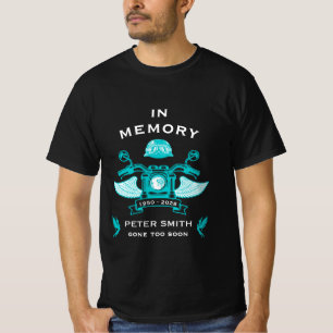 T-shirt Cavalier moto noir funérailles mémorial