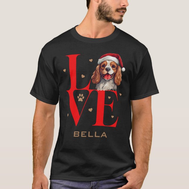 T-shirt Cavalier Roi Charles Espagnol Chien Aimer Noël (Devant)