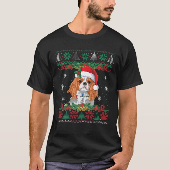 T-shirt Cavalier roi Charles espagnol Noël Père Noël laid (Devant)