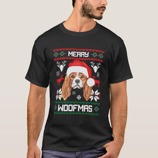 T-shirt Cavalier Roi Charles Spaniel Joyeux Noël X (Devant)