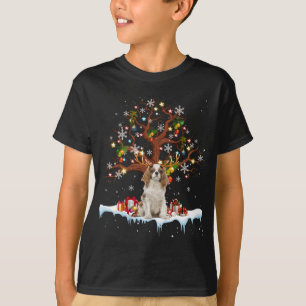 T-shirt Cavalier Roi Charles Spaniel Reindeer Noël O
