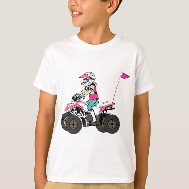 T-shirt Cavalier rose et noir de la fille ATV (Devant)