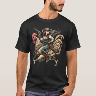 T-shirt Cavalière de poulet amoureuse de coq vintage