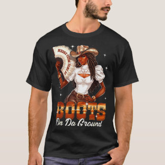 T-shirt Cavalière Sur Le Terrain Bottes Femmes Noires Afri
