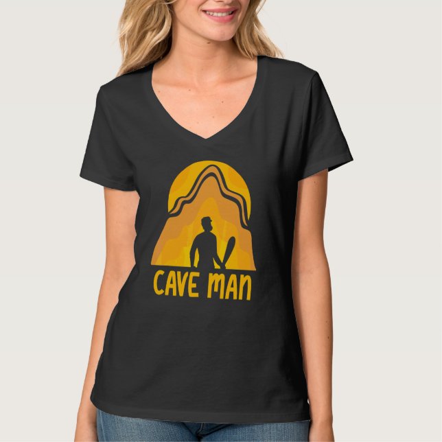 T-shirt Cave Man Explorer Caving Exploration Hobby (Devant)