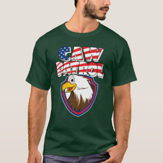 T-shirt Caw Patrol Bald Eagle American Red White Blue Flag