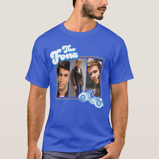 T-shirt CBS Happy Dayshe Fonz Mens Unise Grey Cartoon Crew (Devant)