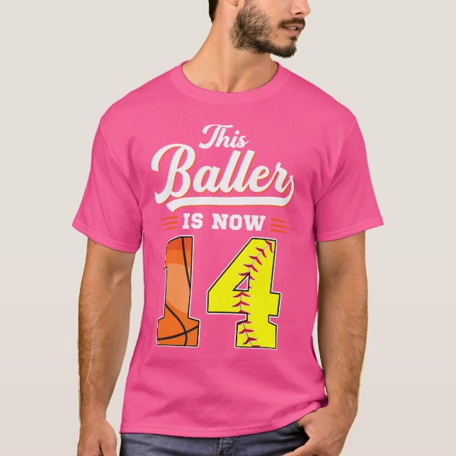 T-shirt Ce Baller A Maintenant 14 Ans Anniversaire 14E Bas (Devant)