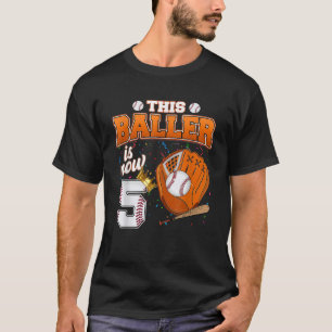 T-shirt Ce Baller est maintenant 5 Anniversaire Boy Baseba