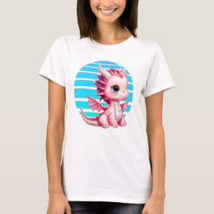 T-shirt Ce design présente un dragon rose mignon avec un g