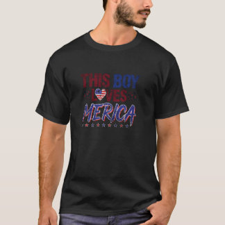 T-shirt Ce garçon aime l'Amérique États-Unis Drapeau