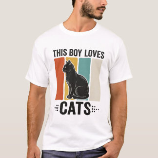 T-shirt Ce garçon aime les chats Design Rétro pour amateur