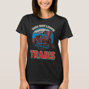 T-shirt Ce Garçon Aime Trains Train Boys Wagon Lover Retro