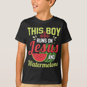 T-shirt Ce Garçon Fait Fil Sur Jésus Et Les Pastèques