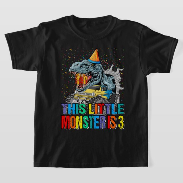 T-shirt Ce Petit Camion Monster Est 3E Anniversaire, 3 Ans (Poser)