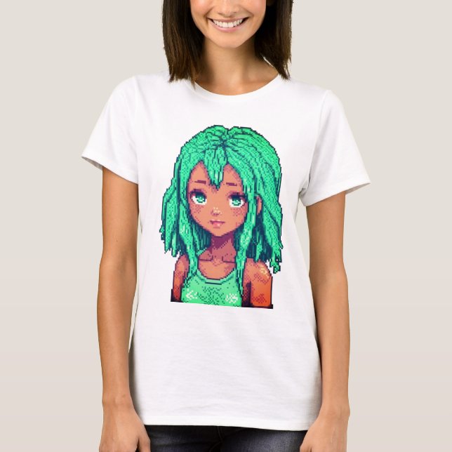 T-shirt Ce pixel art, "Emerald Dreamer", radia (Devant)