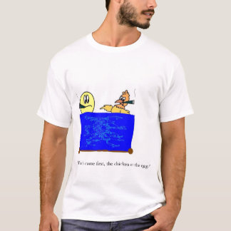 T-shirt ce qui est venu d'abord le poulet ou l'oeuf