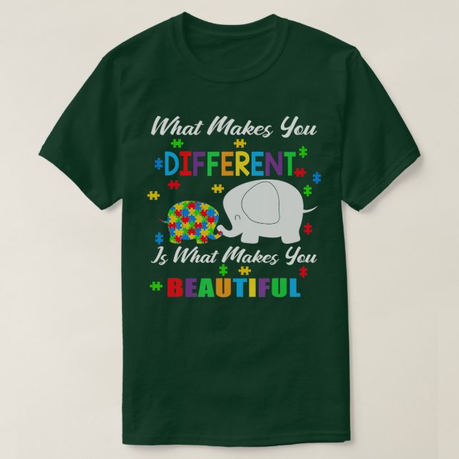 T-shirt Ce qui vous rend différents Autisme Enfant Elephan (Design devant)