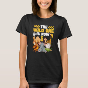 T-shirt Ce Wild One Is Now 5 Zoo Safari 5Anniversaire Pa