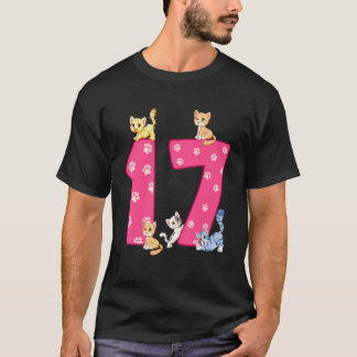 T-shirt Célébrant l'anniversaire de chat de 17 ans Chaton 