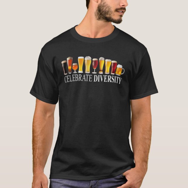 T-shirt Celebrate Diversity Craft Beer Drinking Beer Long  (Devant)