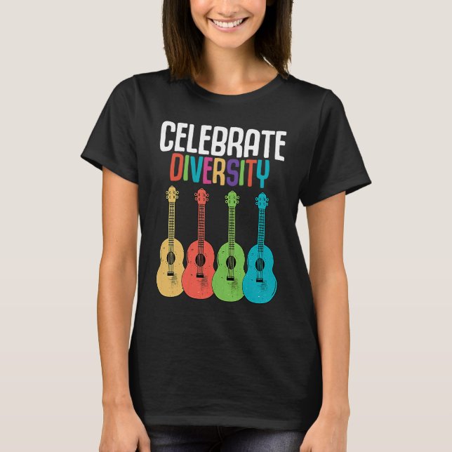 T-shirt Celebrate Diversity  Ukulele Player Music  Graphic (Devant)