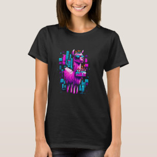 T-shirt Célébration d'anniversaire de lama cool en pixel a