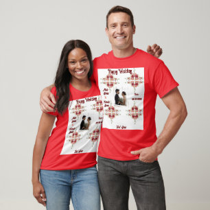 T-shirt Célébration de mariage de couples avec couleur rou