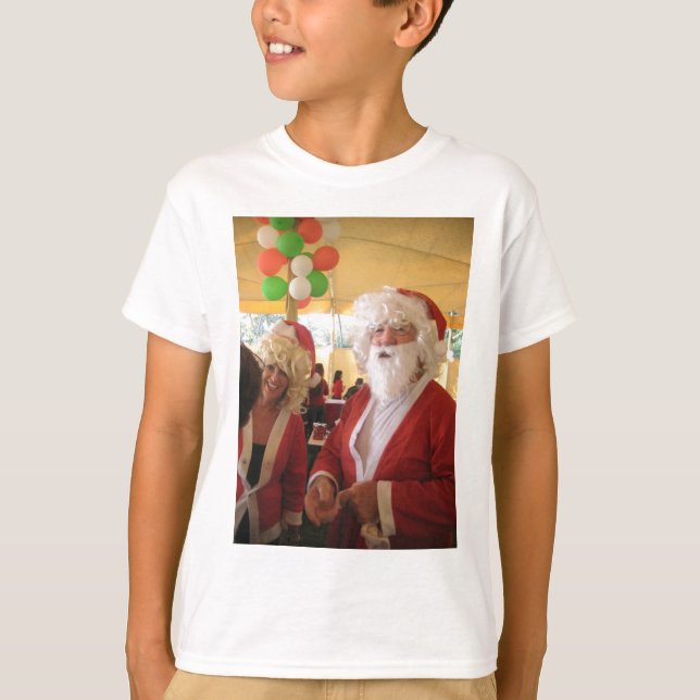 T-shirt Célébration de Noël de père Noël et Mme Claus - Fe (Devant)