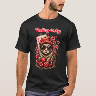 T-shirt Célébration de Whimsical Cat Poker