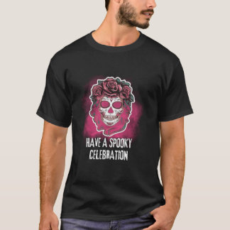 T-shirt Célébration du crâne éffrayant de sucre D a De Los