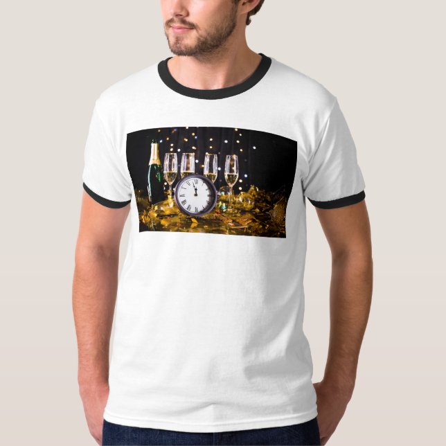 T-shirt Célébration du réveillon SlipperyLe champagne de J (Devant)