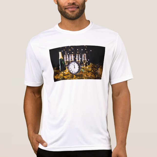 T-shirt Célébration du réveillon SlipperyLe champagne de J (Devant)