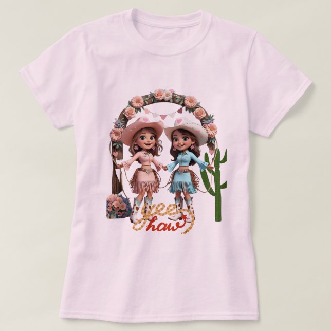 T-shirt Célébration Mariage Cowgirl - Esthétique occidenta (Design devant)