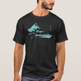 T-shirt Célèbre Mont Fuji d'art fin vintage s'élevant derr