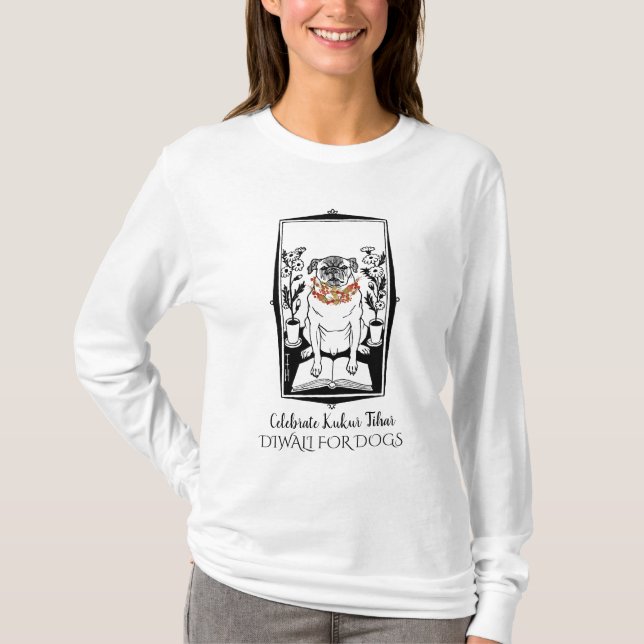 T-shirt Célébrer Kukur Tihar Diwali Pour Chiens (Devant)