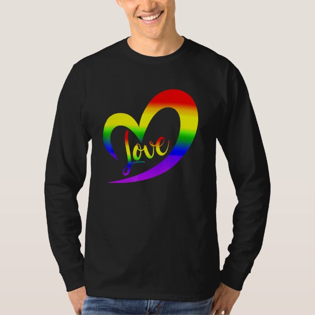 T-shirt Célébrez Fierté Avec Amour Lgbt Pride Arc En Ciel  (Devant)