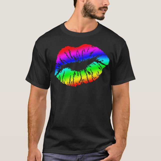 T-shirt Célébrez la copie de lèvres d'arc-en-ciel de (Devant)