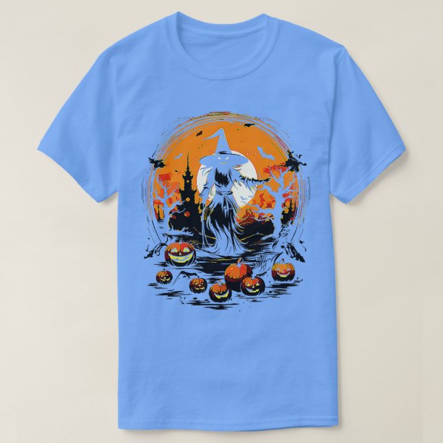 T-shirt Célébrez l'Halloween avec un costume de sorcière (Design devant)