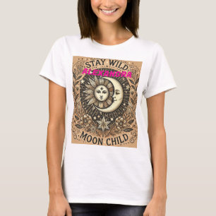 T-shirt céleste de Boho "enfant de lune brillante"