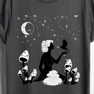 T-shirt céleste de la déesse du champignon noir