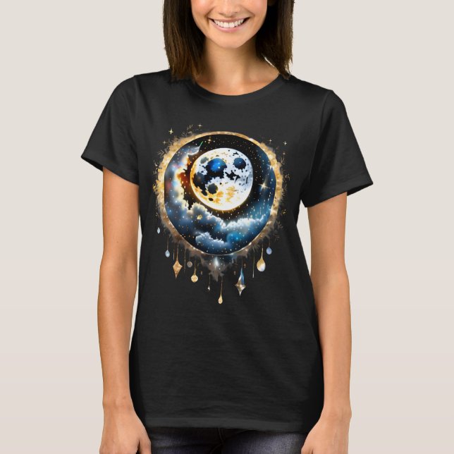 T-shirt Céleste pleine lune étoile nuit imaginaire chic (Devant)