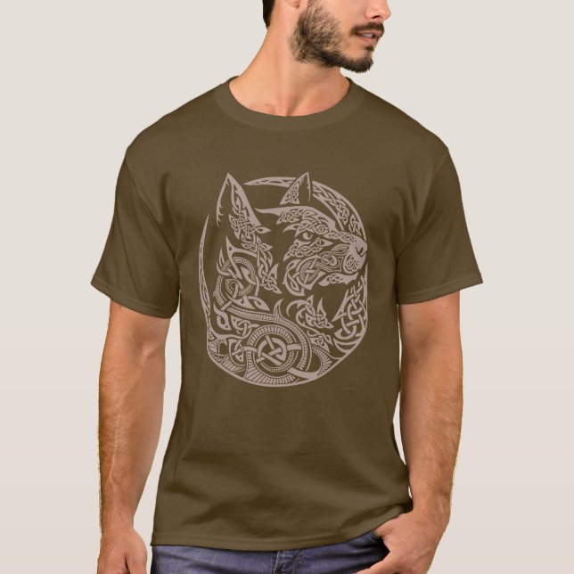 T-shirt Céleste Wolf Conception d'art tribal (Devant)