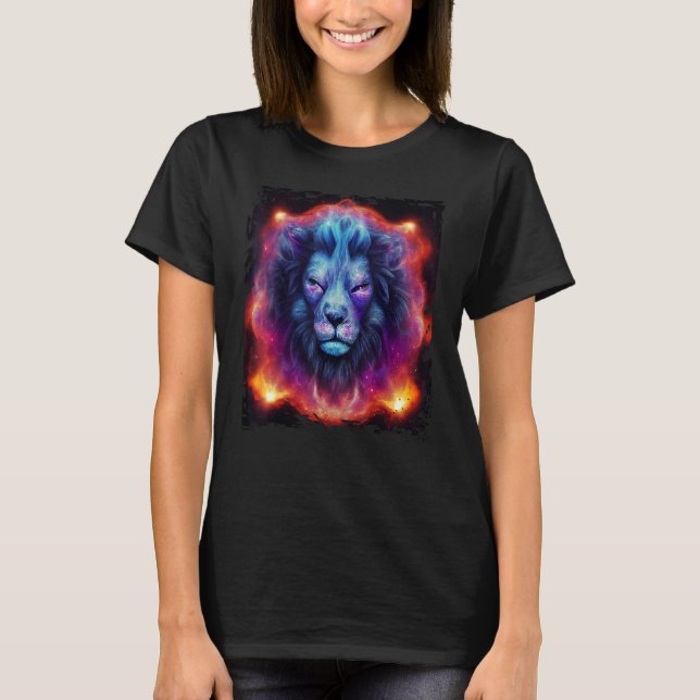 T-shirt Celestial Lion God In Space Leo Zodiac Universe Ga (Devant)