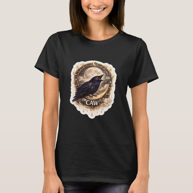 T-shirt Celestial Raven Moon Gothic Night Nature Vibes (Devant)