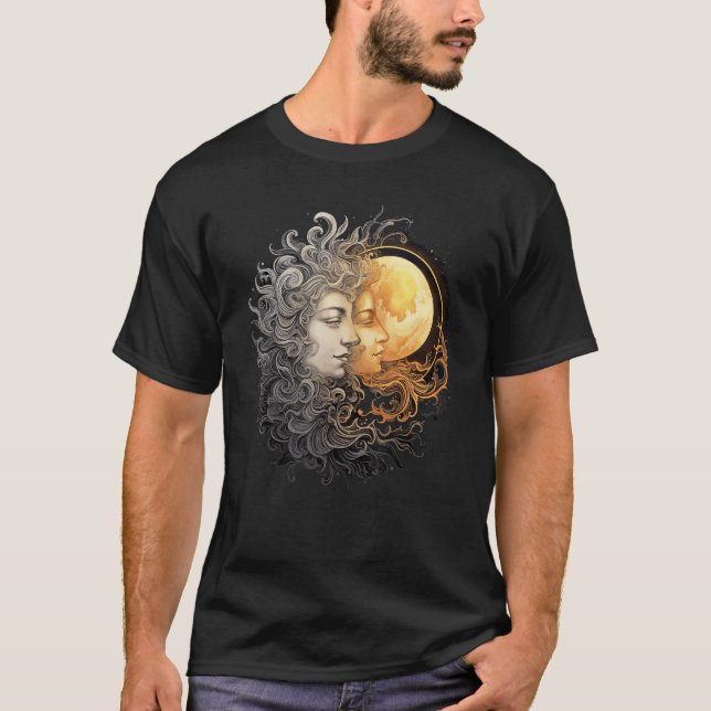 T-shirt Celestial Space Sun Moon Boho Luna Solar Astronomy (Devant)